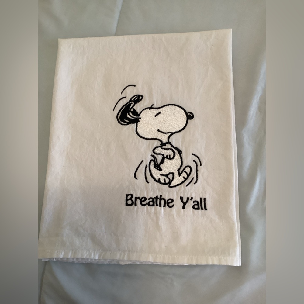 SNOOPY loud back towel w hook W&B 100% cotton. Large size by Vibrantly Blue